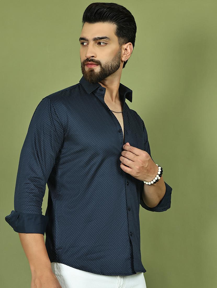 men polka dot long sleeve regular fit casual shirt - 21977631 - Standard Image - 2