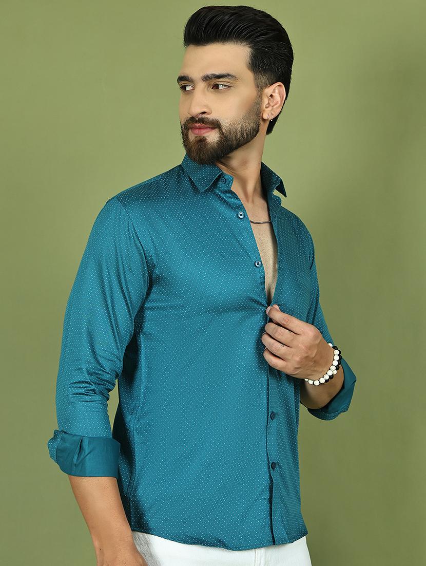 men polka dot long sleeve regular fit casual shirt - 21977632 - Standard Image - 2