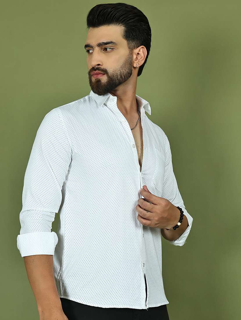 men polka dot long sleeve regular fit casual shirt - 21977633 -  Standard Image - 2