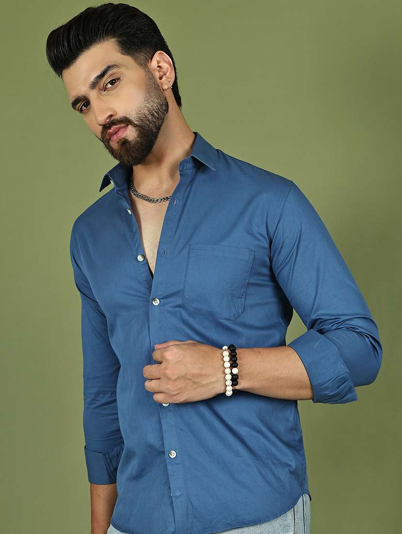 men solid long sleeve regular fit casual shirt