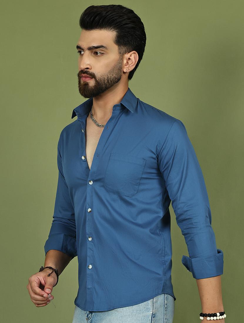 men solid long sleeve regular fit casual shirt - 21977634 - Standard Image - 2