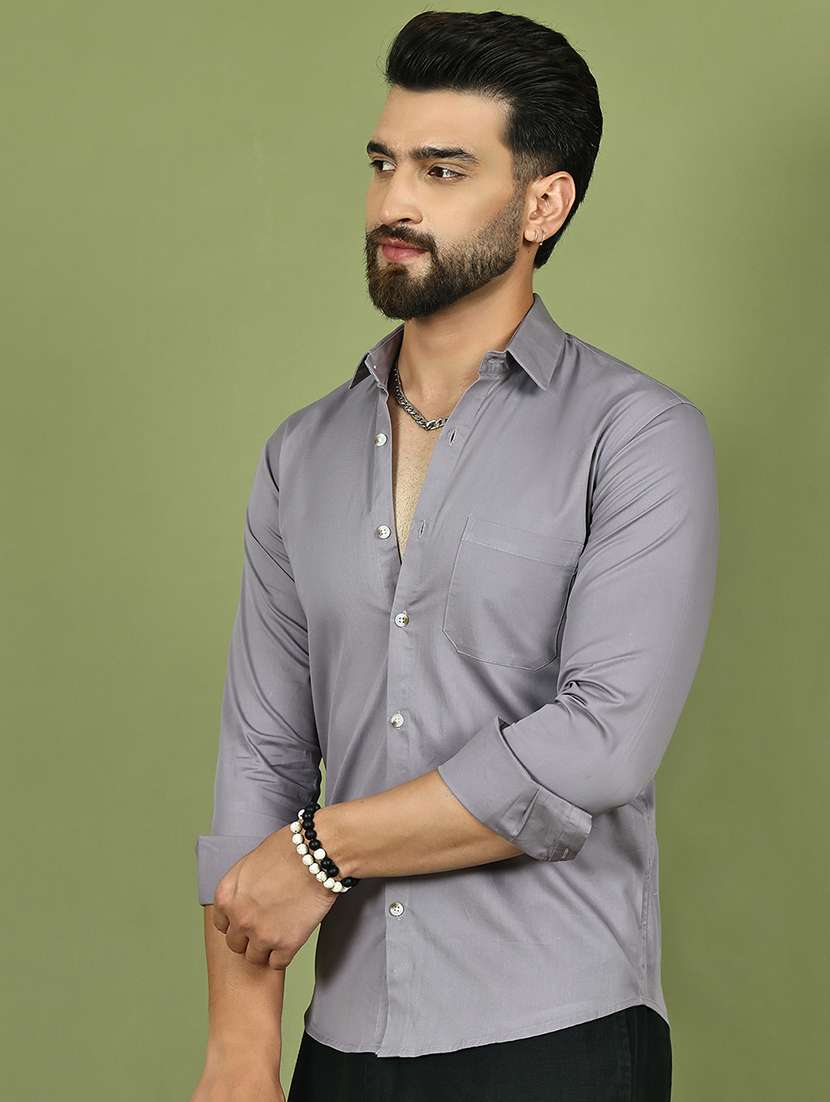 men solid long sleeve regular fit casual shirt - 21977635 -  Standard Image - 2