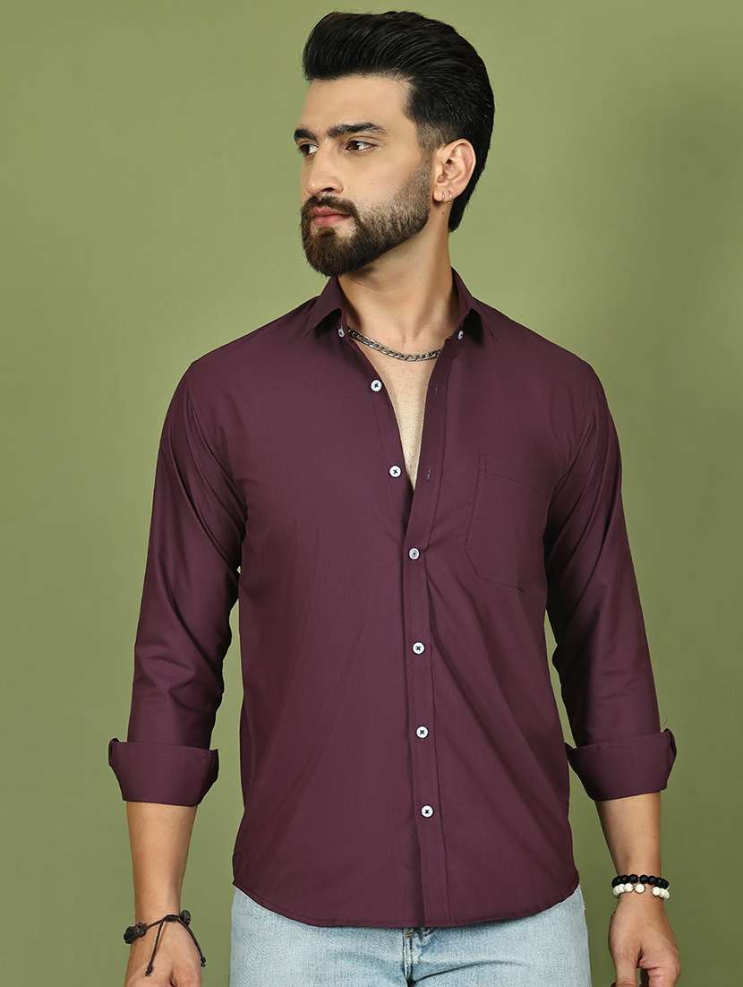 men solid long sleeve regular fit casual shirt - 21977641 - Zoom Image - 0