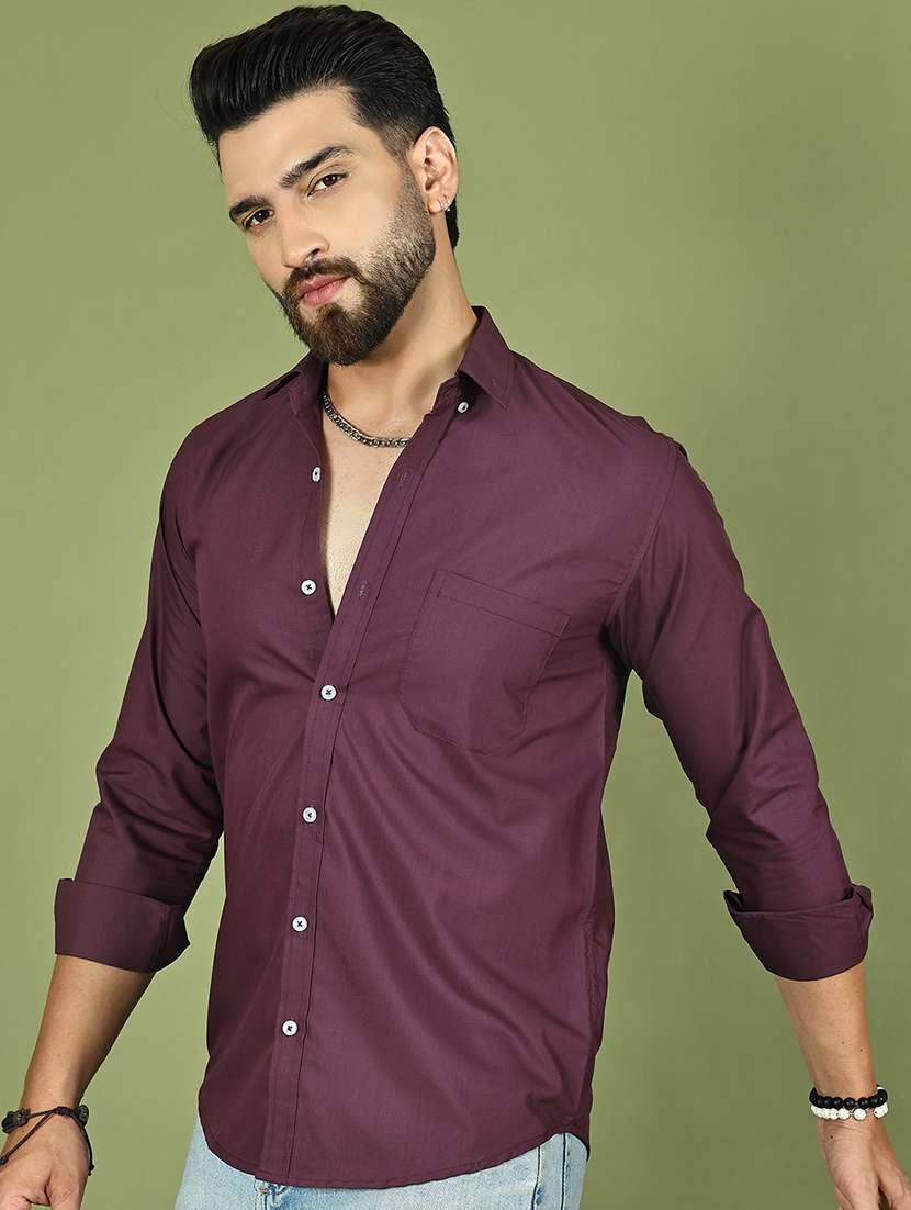 men solid long sleeve regular fit casual shirt - 21977641 - Standard Image - 2