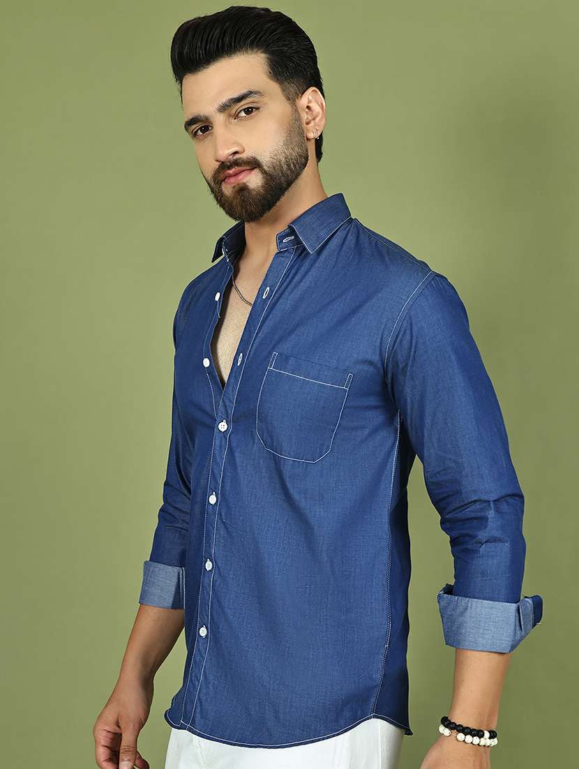 men solid long sleeve regular fit casual shirt - 21977642 -  Standard Image - 2