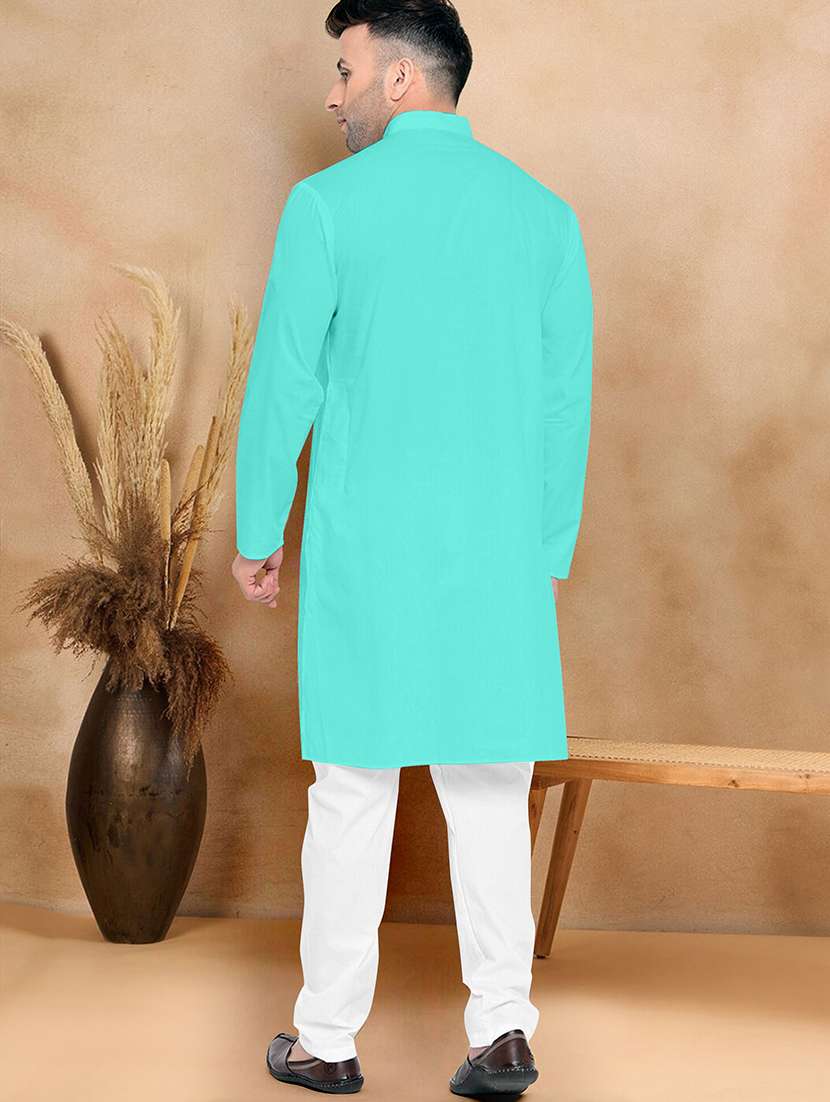 men pack of 2 solid mandarin neck kurta pyjama set - 21977659 -  Standard Image - 2