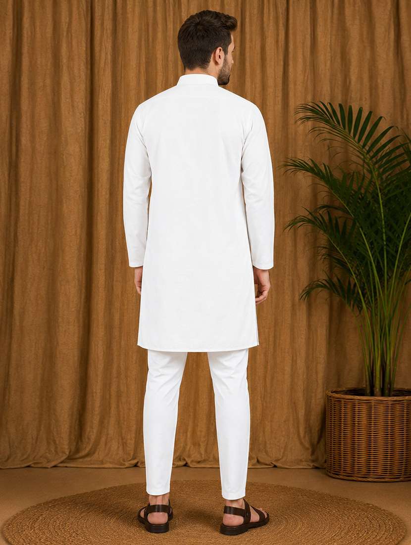 men pack of 2 solid mandarin neck kurta pyjama set - 21977670 -  Standard Image - 2