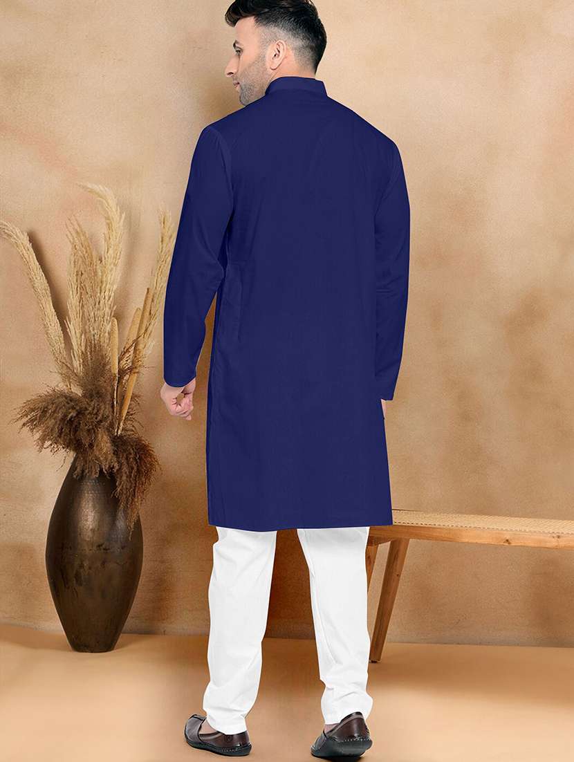 men pack of 2 solid mandarin neck kurta pyjama set - 21977692 -  Standard Image - 2
