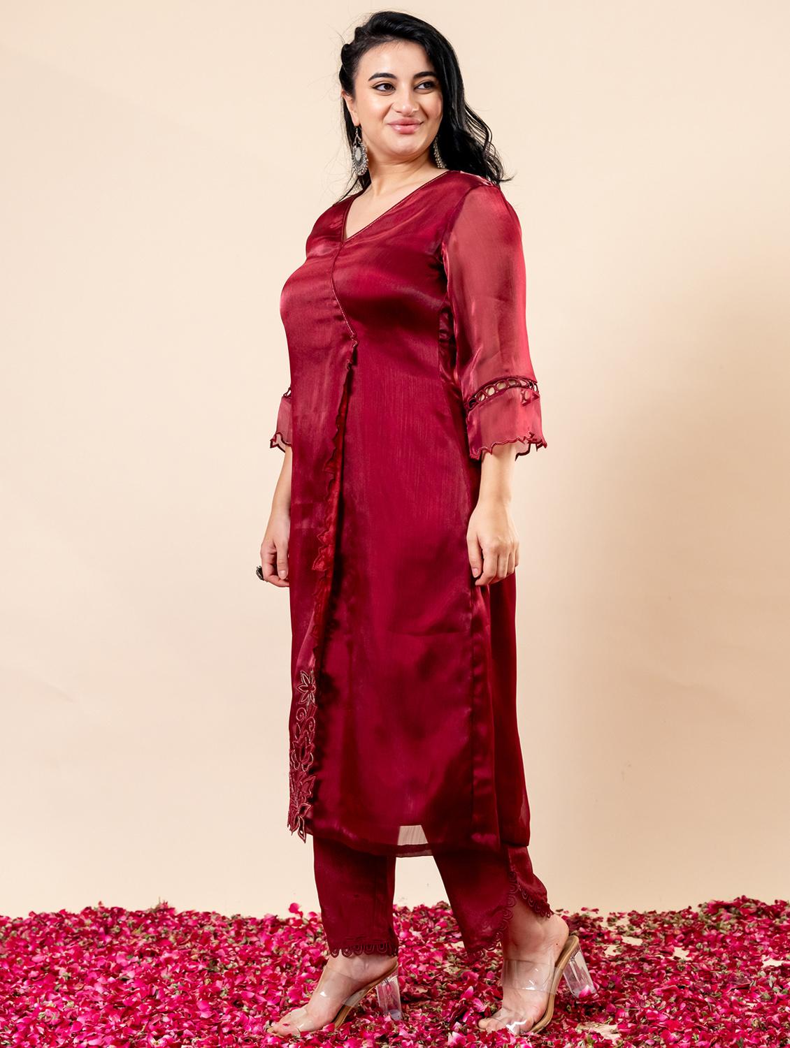 women floral three quarter sleeve kurta pant set - 21977704 - Standard Image - 2