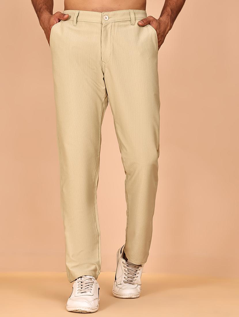 men solid mid rise flat front casual chinos 