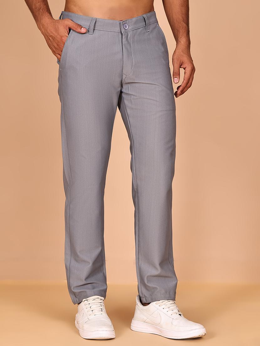 men solid mid rise flat front casual chinos 