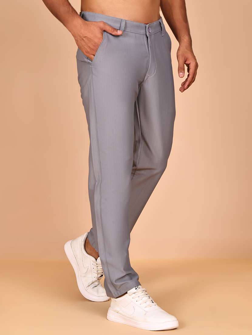 men solid mid rise flat front casual chinos  - 21977713 -  Standard Image - 2
