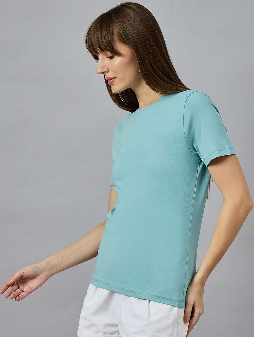 women solid short sleeve regular fit t-shirt - 21977824 -  Standard Image - 2