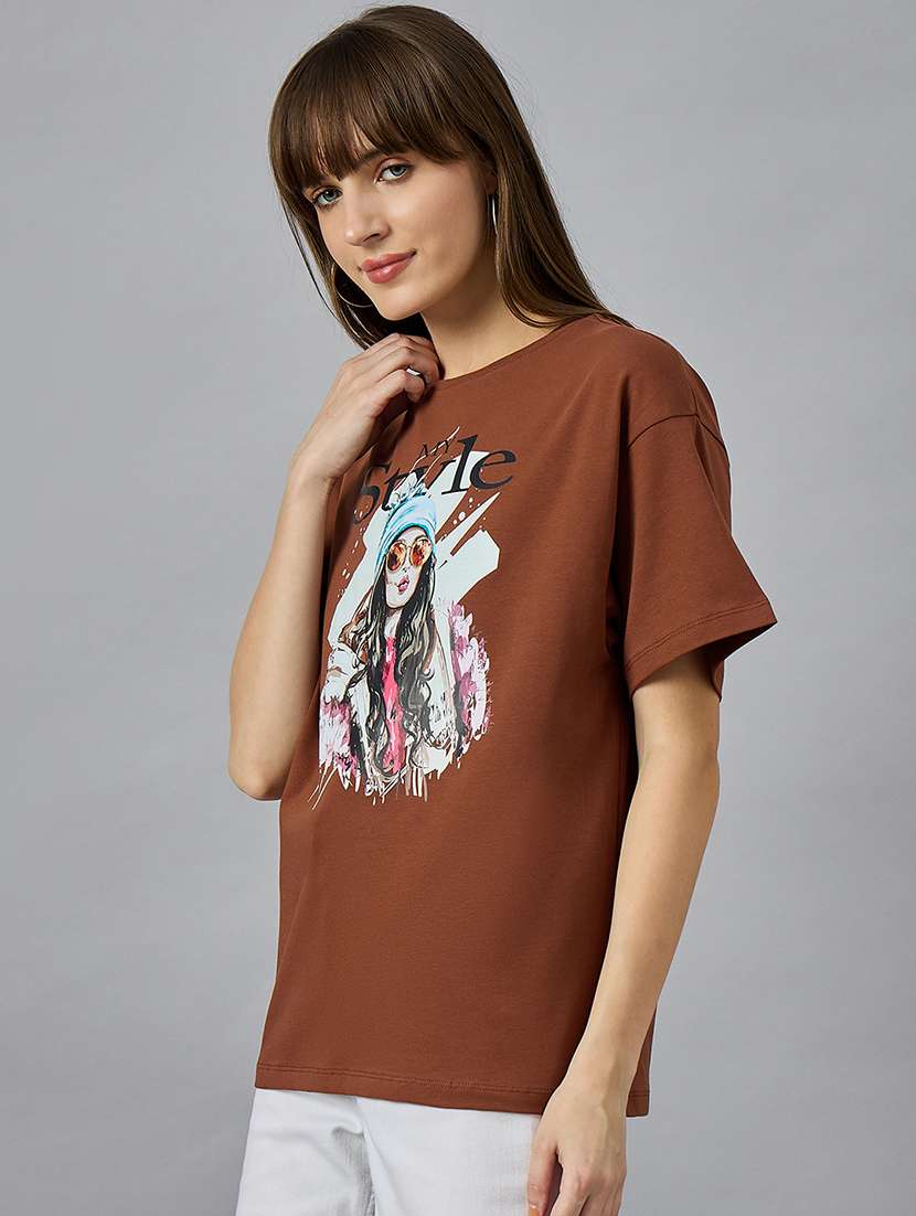 women printed short sleeve oversized t-shirt - 21977840 -  Standard Image - 2
