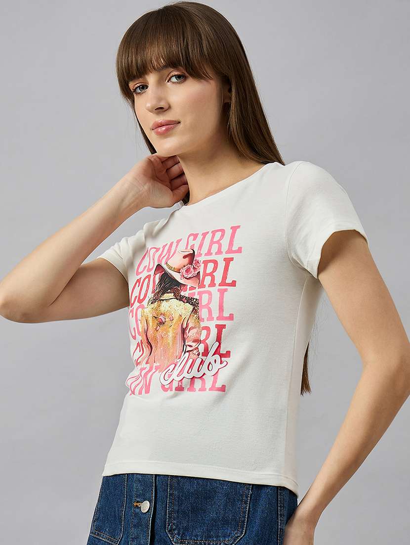 women printed short sleeve regular fit t-shirt - 21977863 -  Standard Image - 2