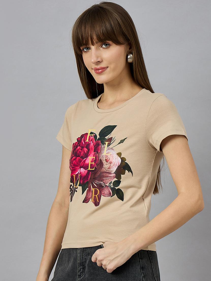 women printed short sleeve regular fit t-shirt - 21977871 - Standard Image - 2