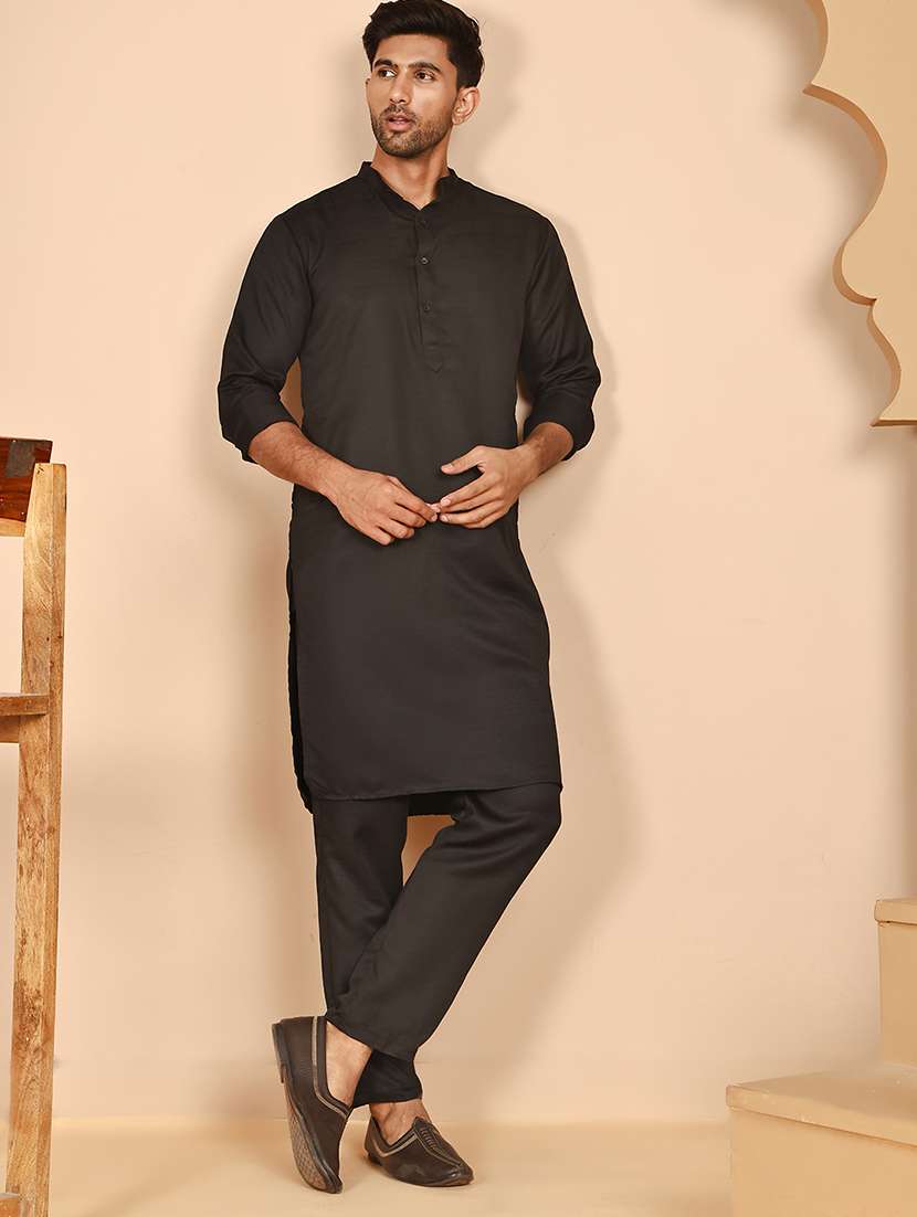 men mandarin neck kurta pyjama ethnic wear set