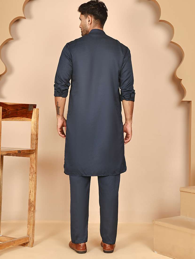 men mandarin neck kurta pyjama ethnic wear set - 21977935 -  Standard Image - 2