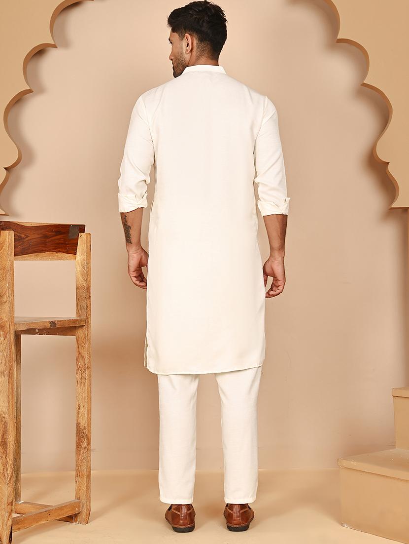 men mandarin neck kurta pyjama ethnic wear set - 21977936 - Standard Image - 2