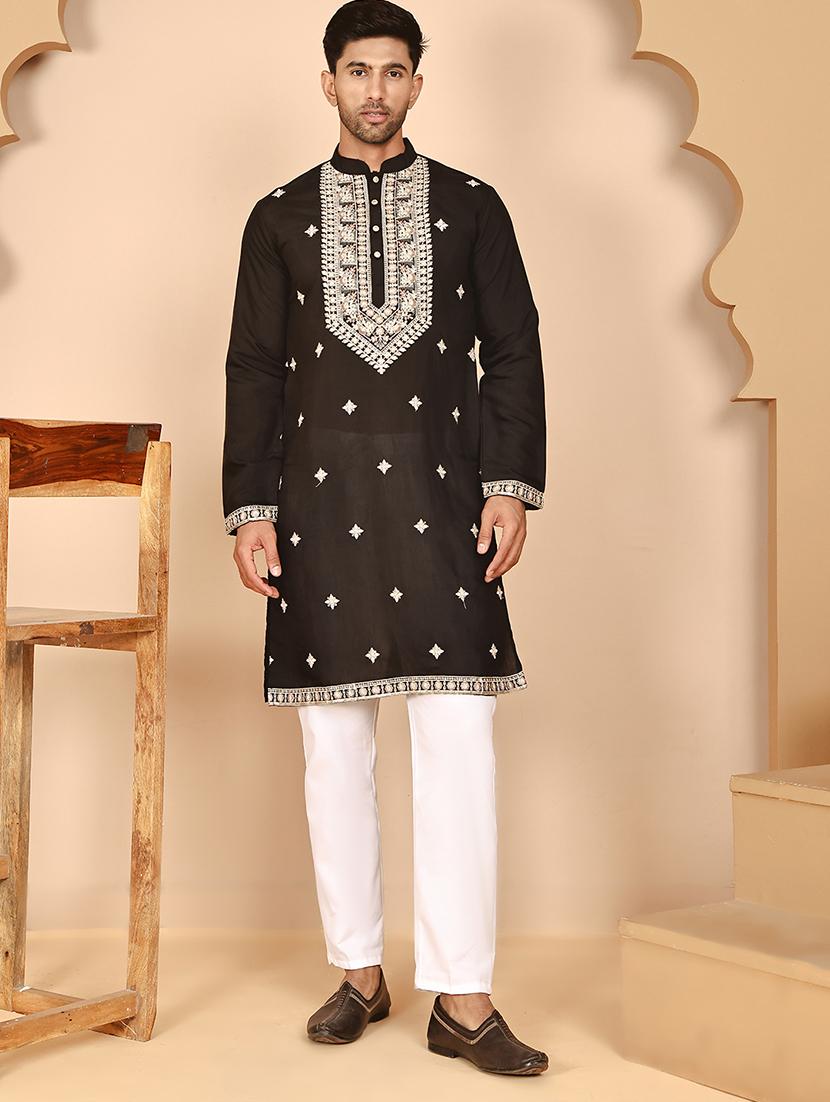 men mandarin neck kurta pyjama ethnic wear set - 21977945 - Zoom Image - 0