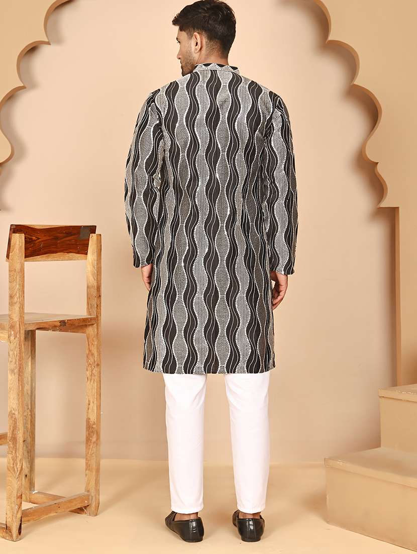 men mandarin neck kurta pyjama ethnic wear set - 21977951 - Standard Image - 2