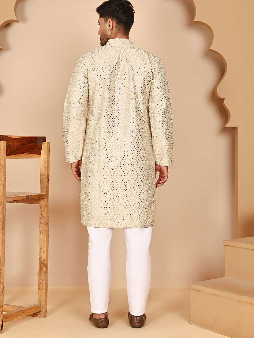 men mandarin neck kurta pyjama ethnic wear set - 21977959 -  Standard Image - 2