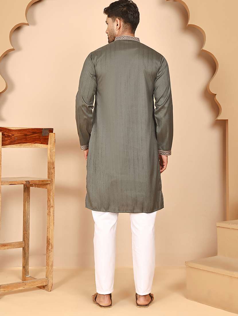 men mandarin neck kurta pyjama ethnic wear set - 21977961 -  Standard Image - 2