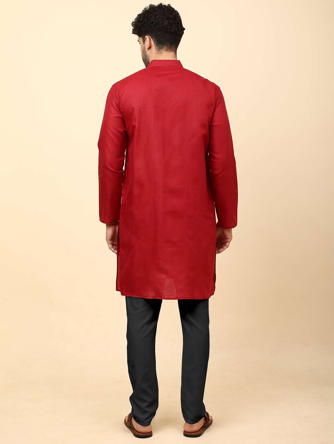 men pack of 2 solid mandarin neck kurta pyjama ethnic wear set - 21977970 -  Standard Image - 2