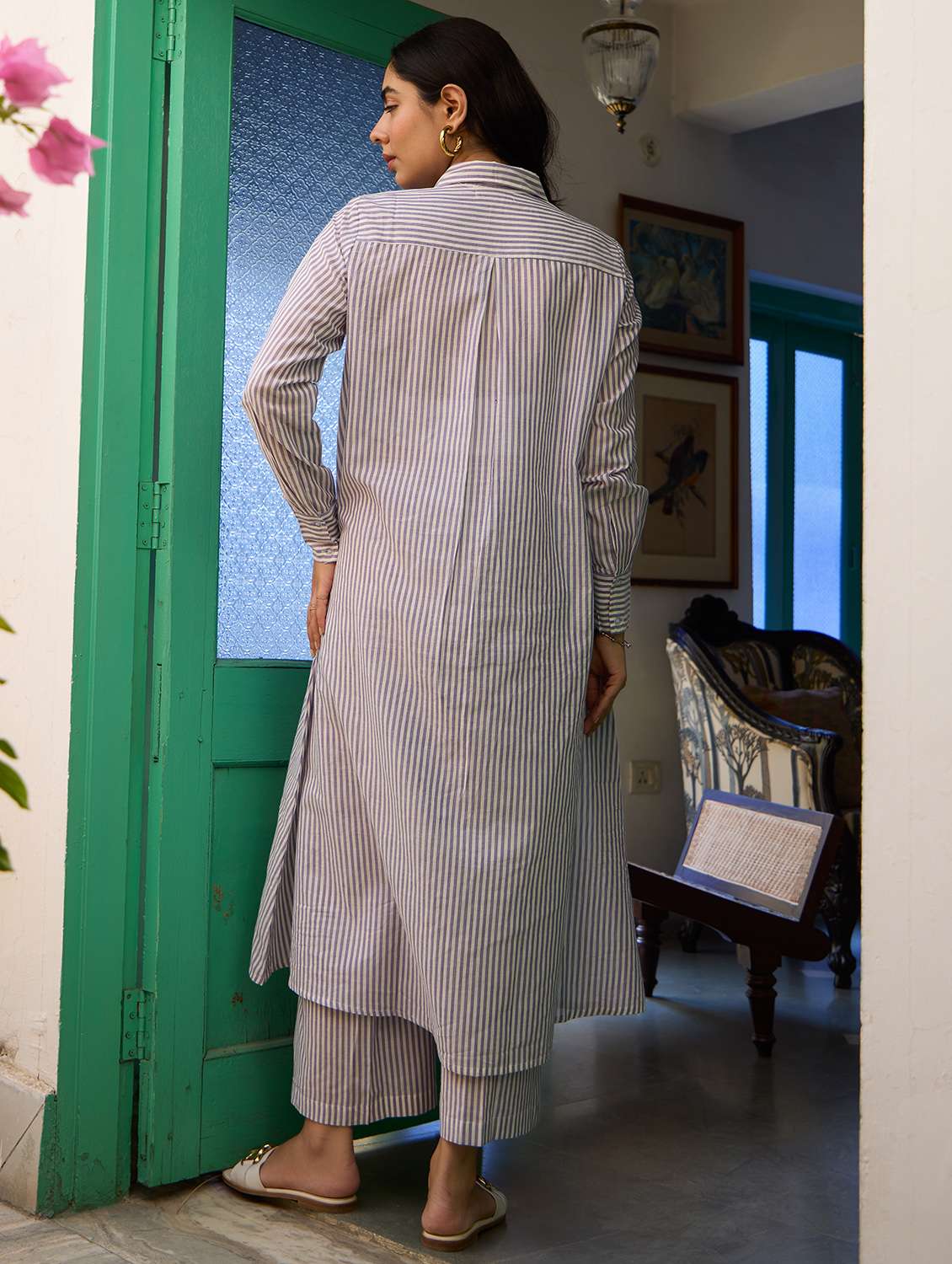 women striped long sleeve relaxed fit co ord set - 21978005 -  Standard Image - 2