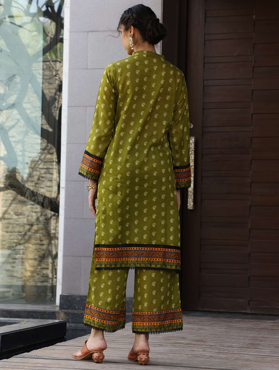 women paisley printed long sleeve kurta palazzo set - 21978016 -  Standard Image - 2