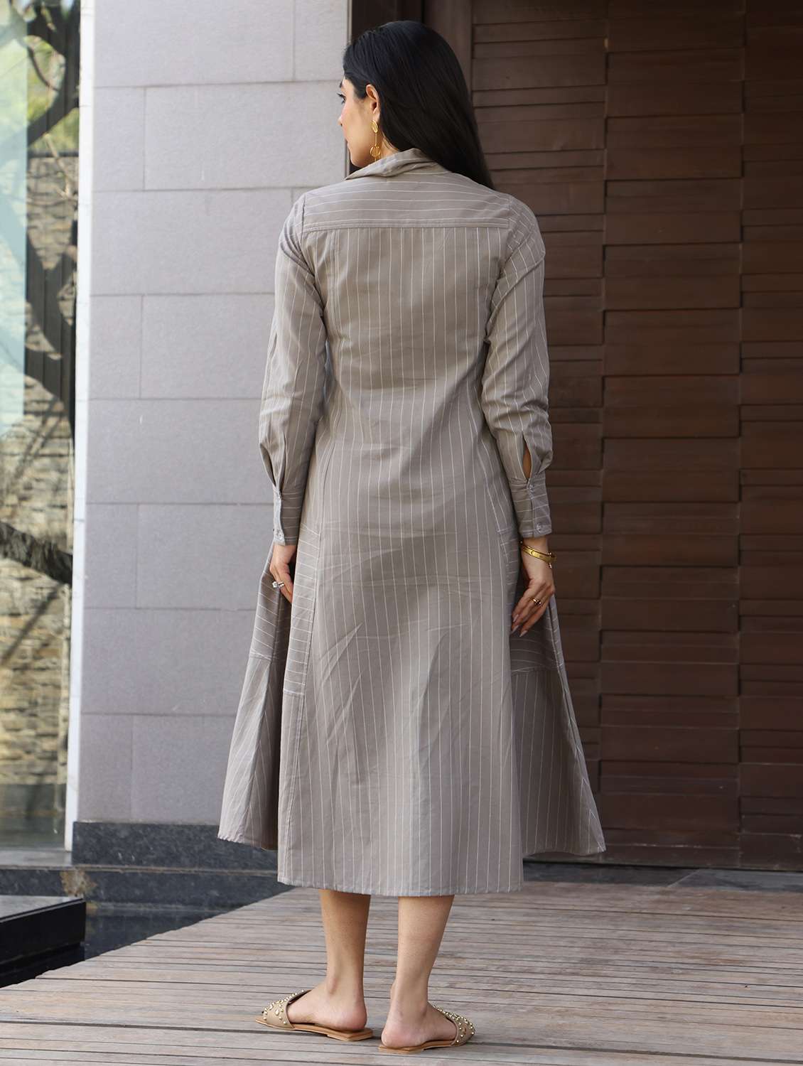 women striped long sleeve a-line ethnic dress - 21978022 -  Standard Image - 2