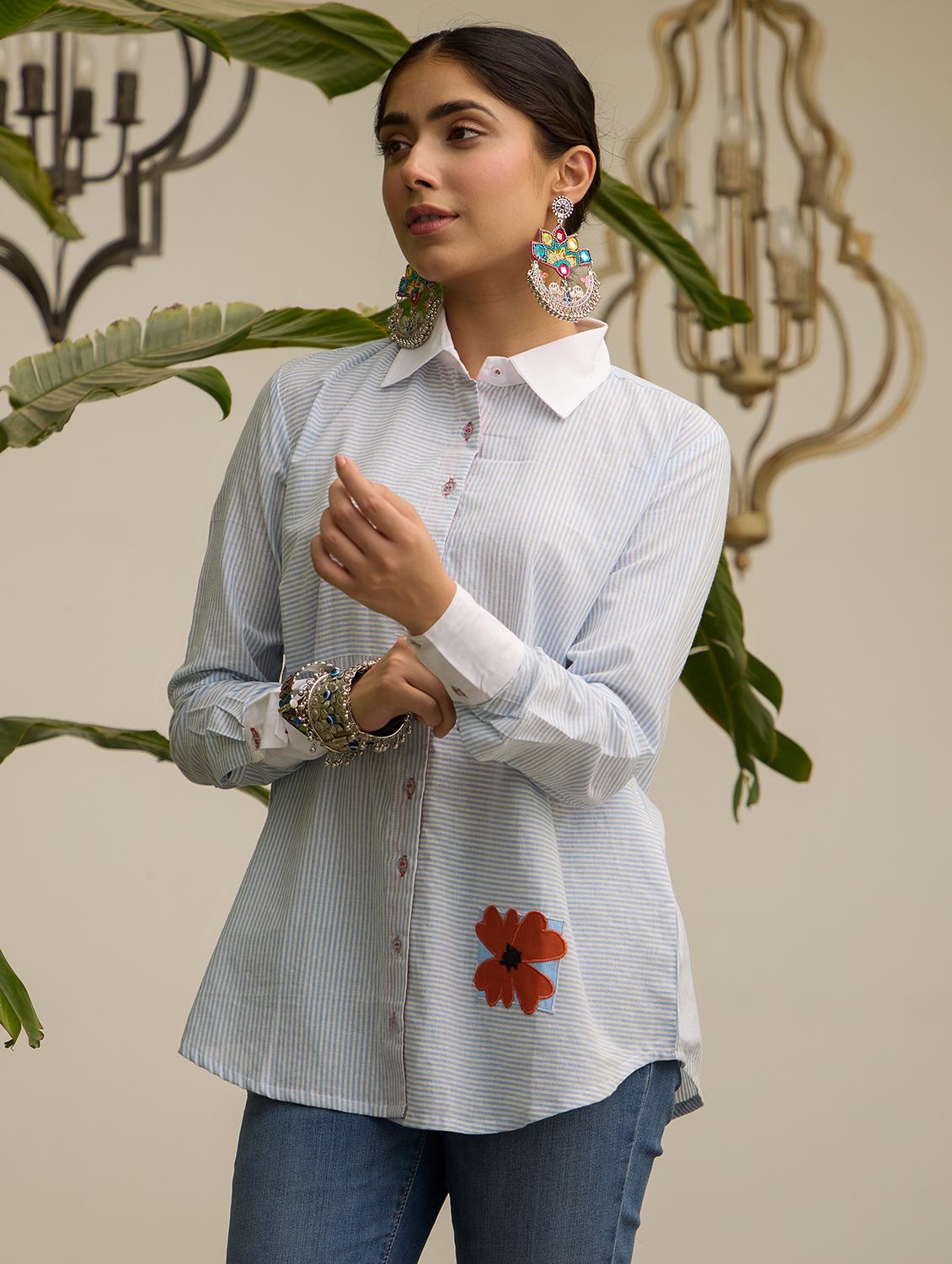 women striped long sleeve regular fit shirt - 21978028 -  Zoom Image - 0