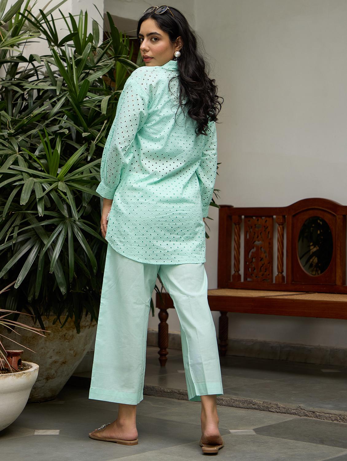 women solid with work long sleeve ethnic co-ord set - 21978029 - Standard Image - 2