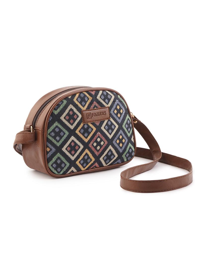 women brown printed sling bag - 21978035 - Standard Image - 2