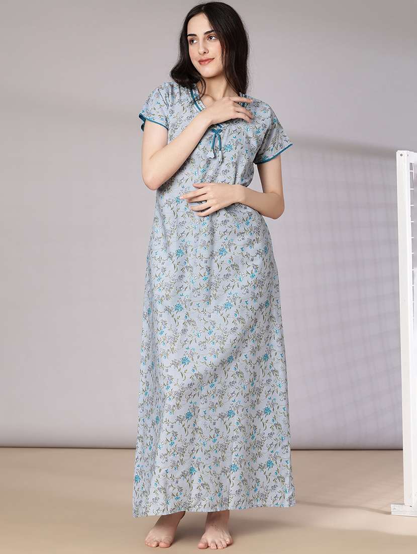 women printed short sleeve nighty - 21978120 -  Standard Image - 2