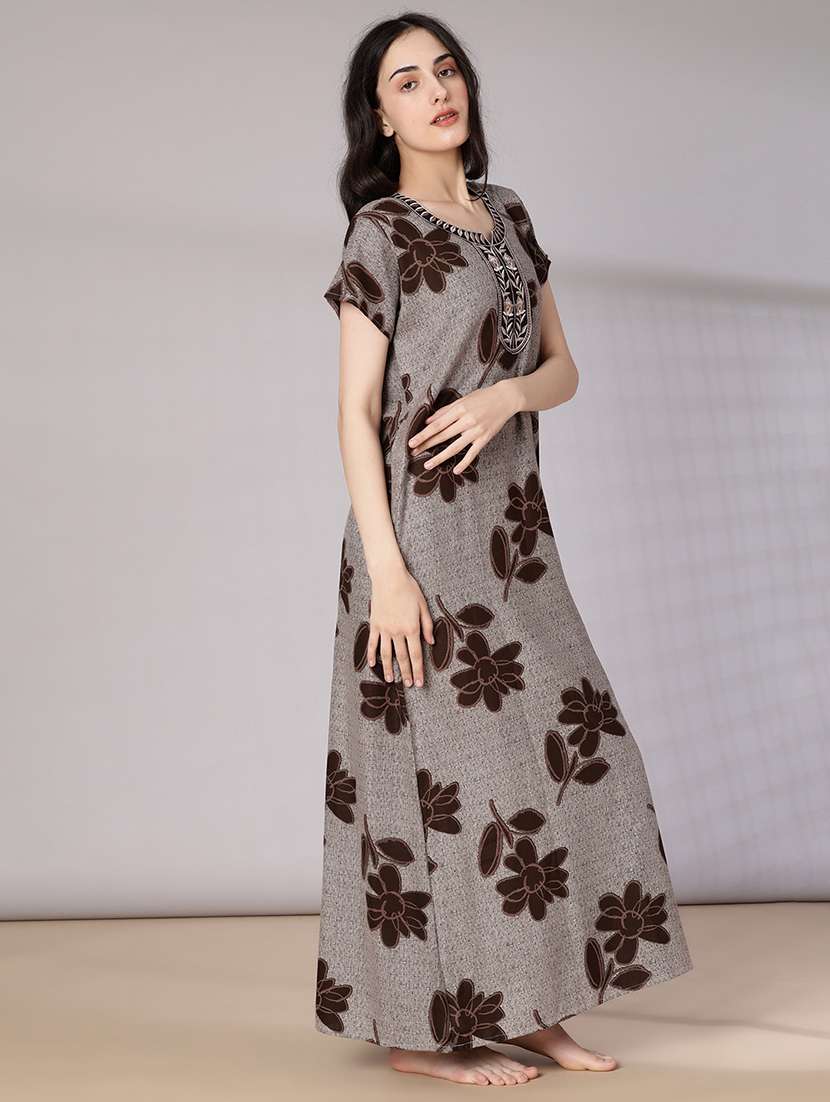 women printed short sleeve nighty - 21978123 -  Standard Image - 2