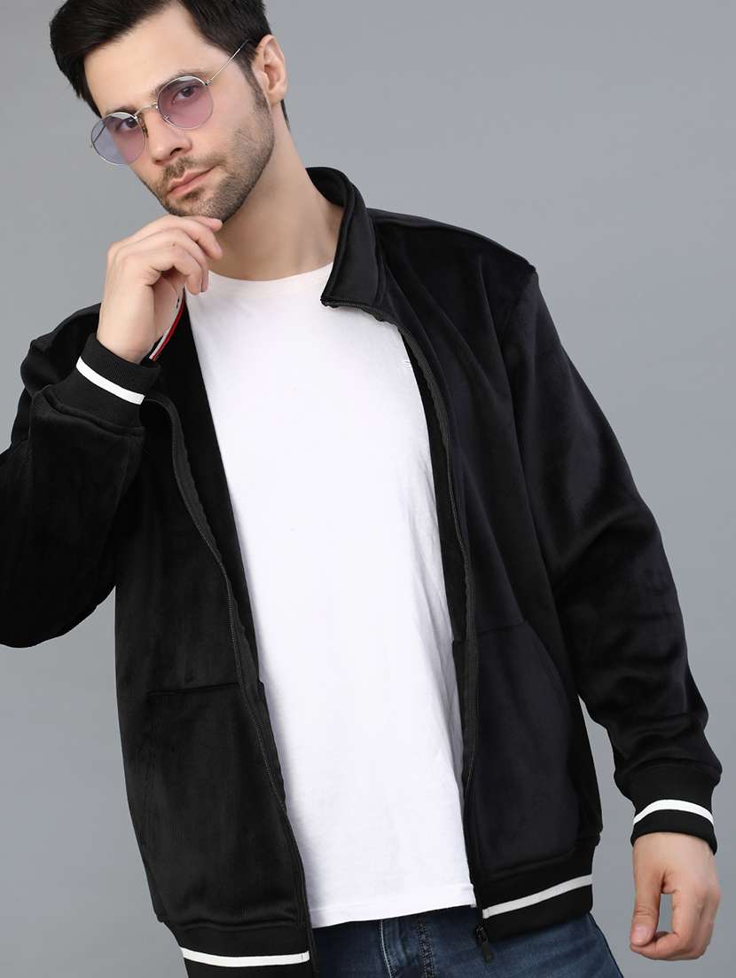 men solid long sleeve regualr fit casual jacket