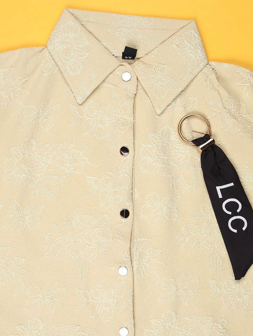 girls solid collared short sleeve top - 21978297 -  Standard Image - 2