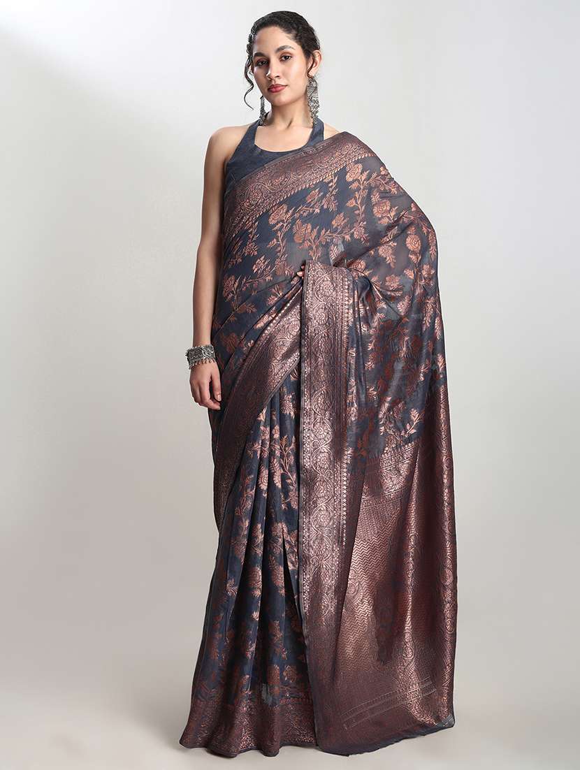 women self design banarasi saree with blouse