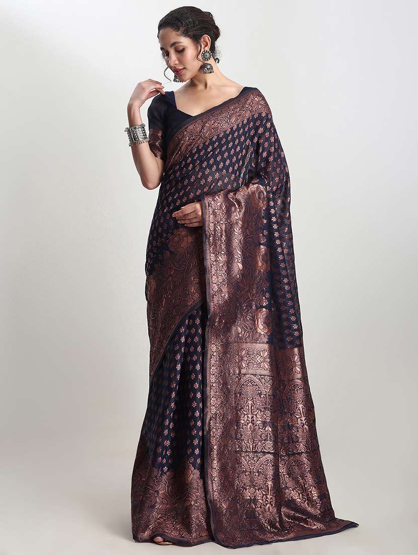 women self design banarasi saree with blouse