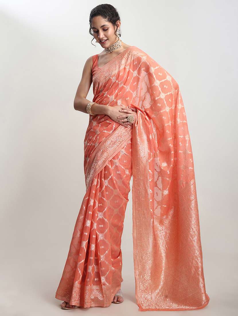 women self design banarasi saree with blouse
