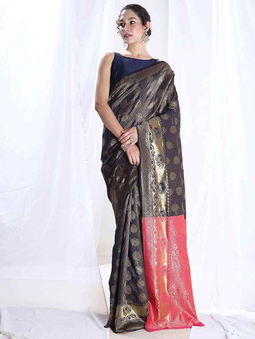 women self design banarasi saree with blouse