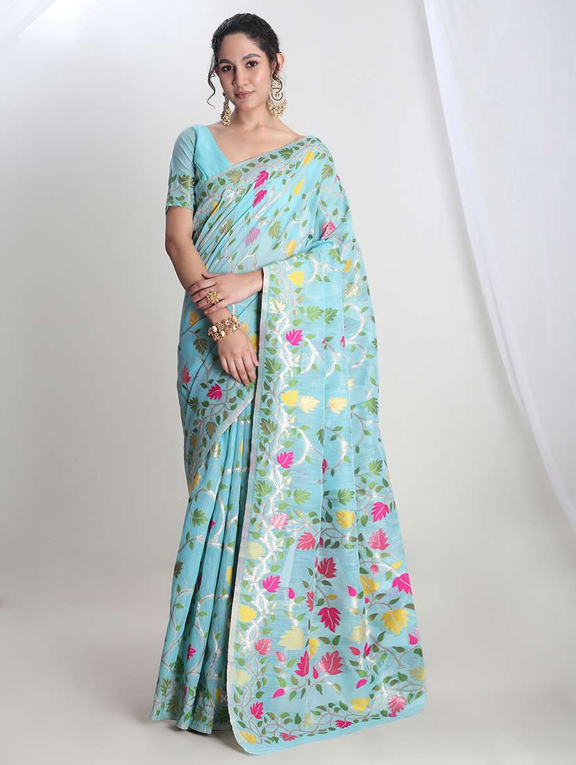 women floral banarasi saree with blouse - 21978427 -  Standard Image - 2