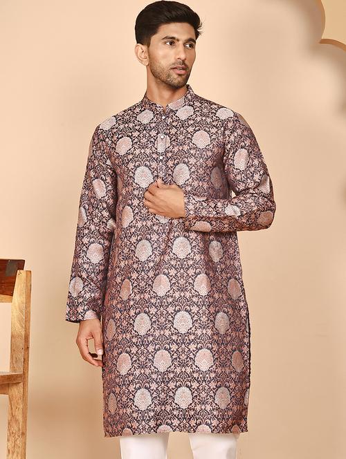 men self design mandarin neck long kurta - 21978491 -  Standard Image - 0