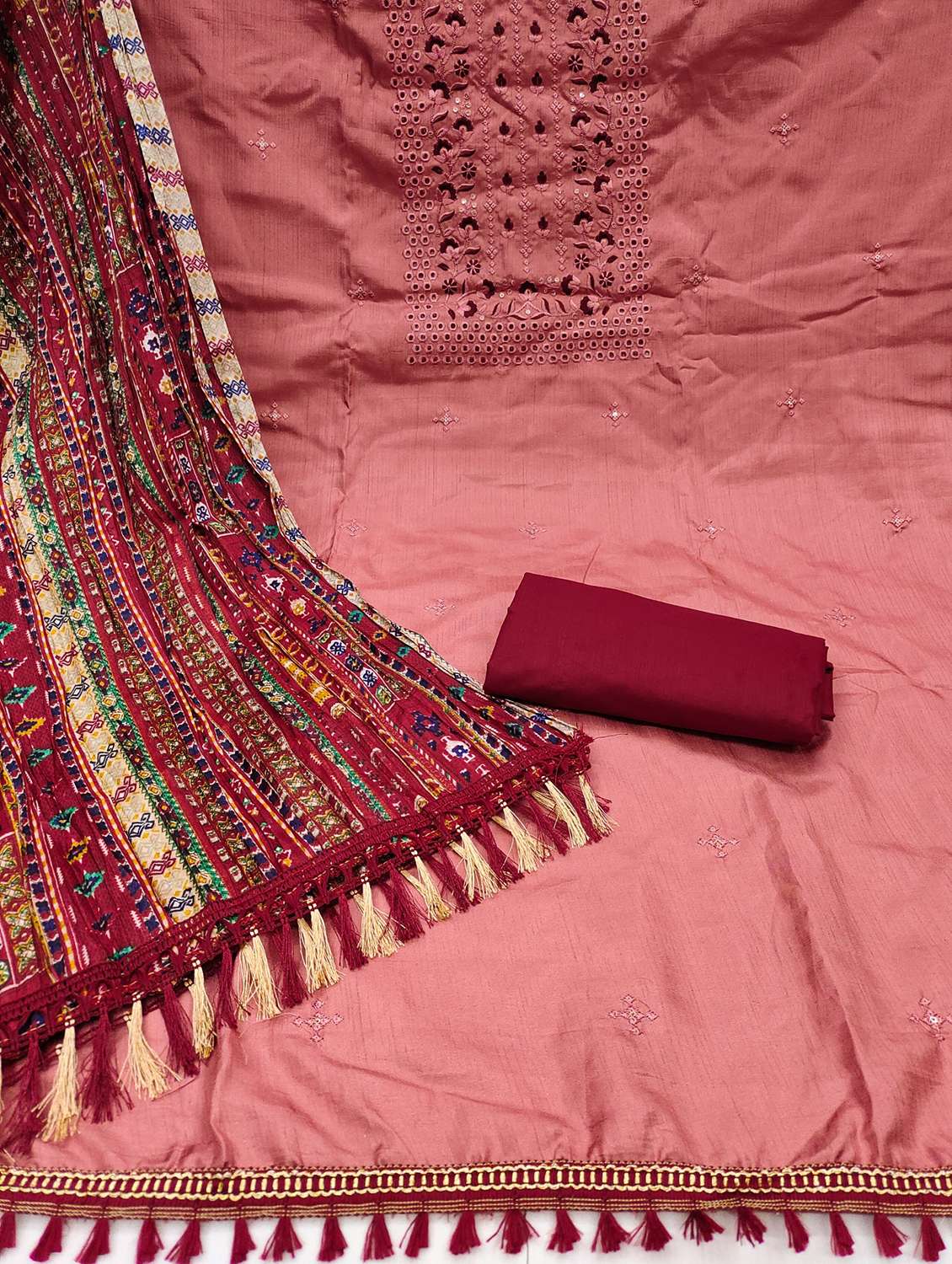 women solid with work embroidered unstitched suit set - 21978527 -  Standard Image - 2