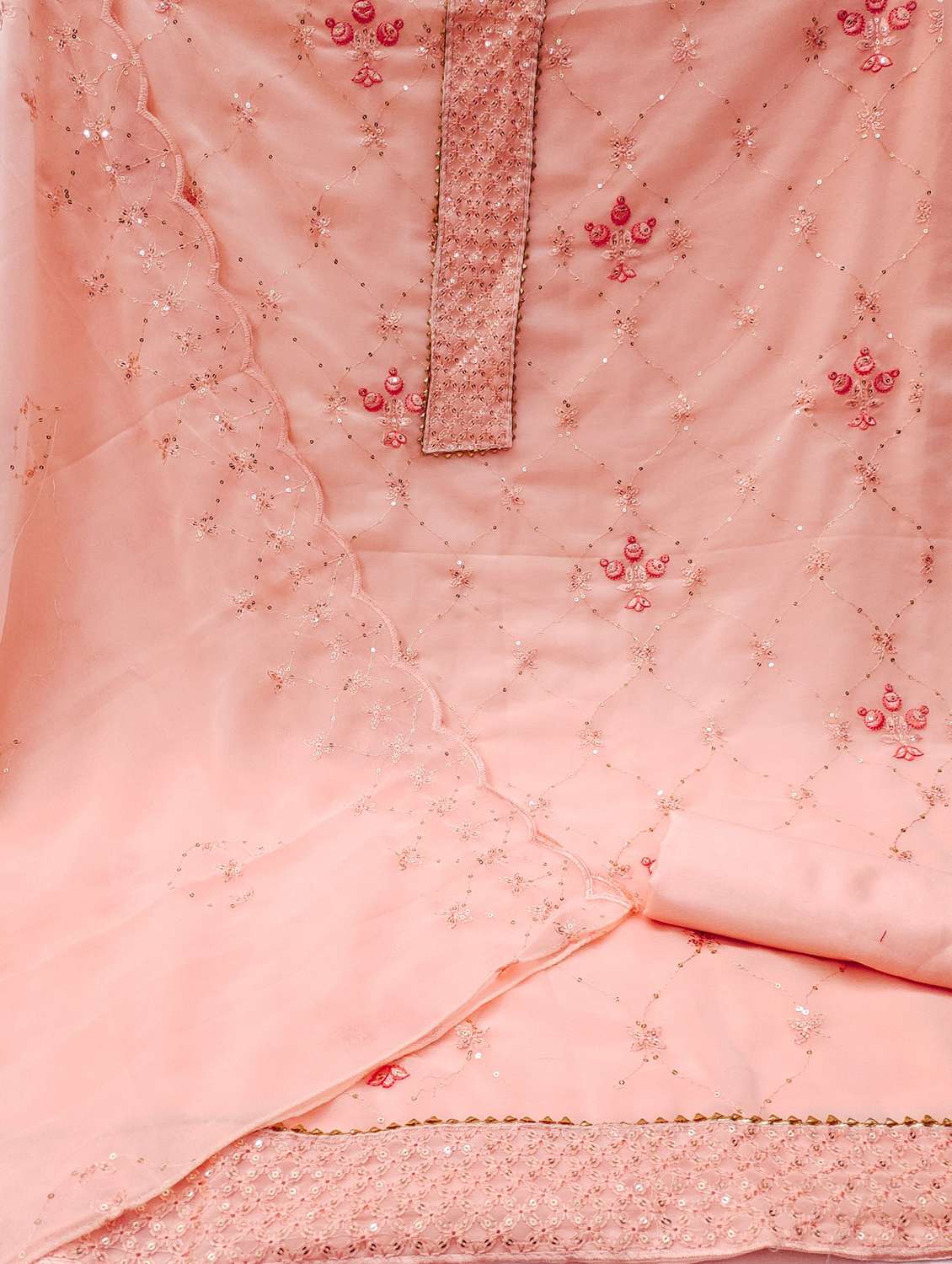 women solid with work embellished unstitched suit set - 21978529 -  Standard Image - 2