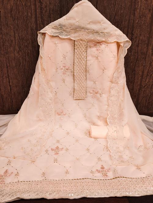 women solid with work embellished unstitched suit set - 21978530 -  Standard Image - 0
