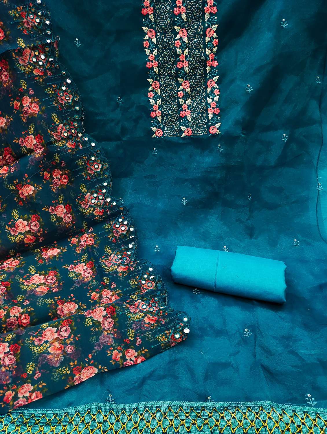 women solid with work embroidered unstitched suit set - 21978536 -  Standard Image - 2