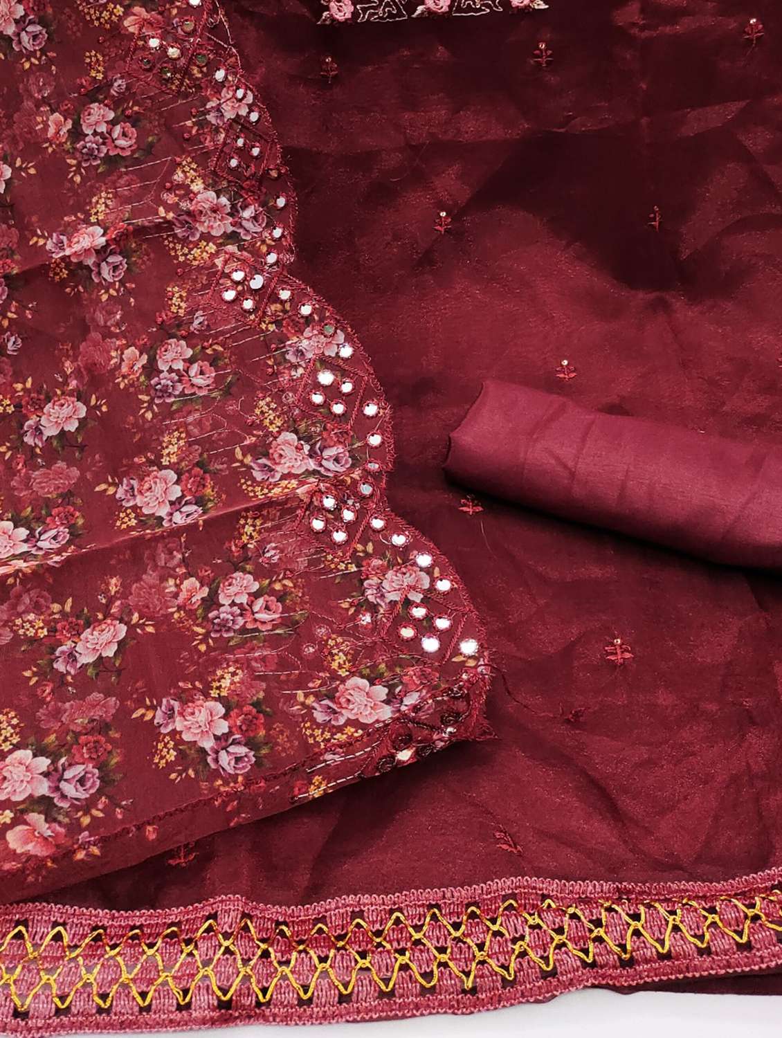 women solid with work embroidered unstitched suit set - 21978538 -  Standard Image - 2