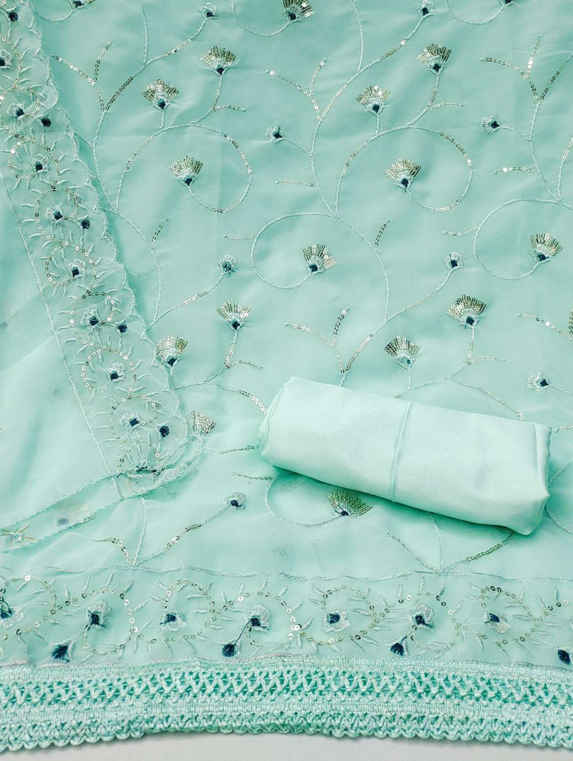 women solid with work embellished unstitched suit set - 21978539 -  Standard Image - 2